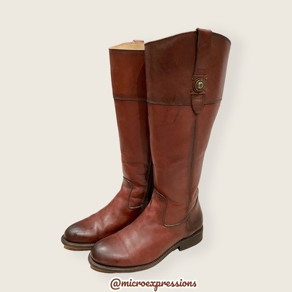 Frye Jayden Button Redwood Brown Leather Knee High Fall/Winter Tall Riding Boots - Picture 11 of 16
